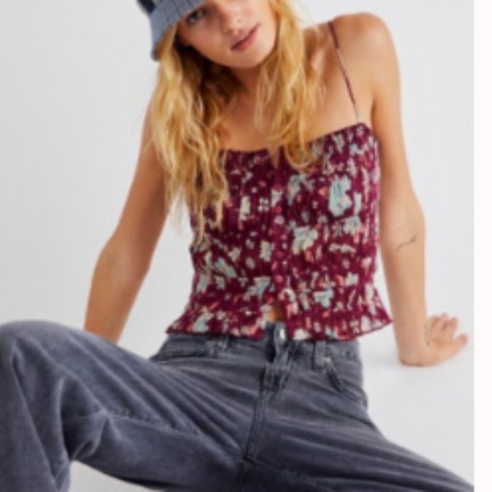 FP One Meridien Corset hand printed tank top floral size XS